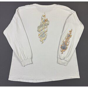 Rare Vintage Y2K Ernie Ball Guitar Flames Sun Fade Long Sleeve Promo Thrashed XL